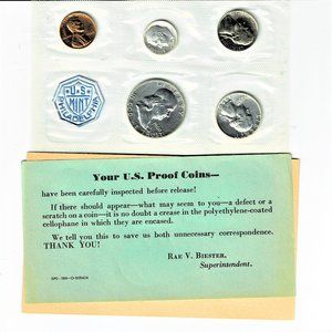 A CERTIFED 1960 US PROOF SILVER MINT SET WITH TAGGS